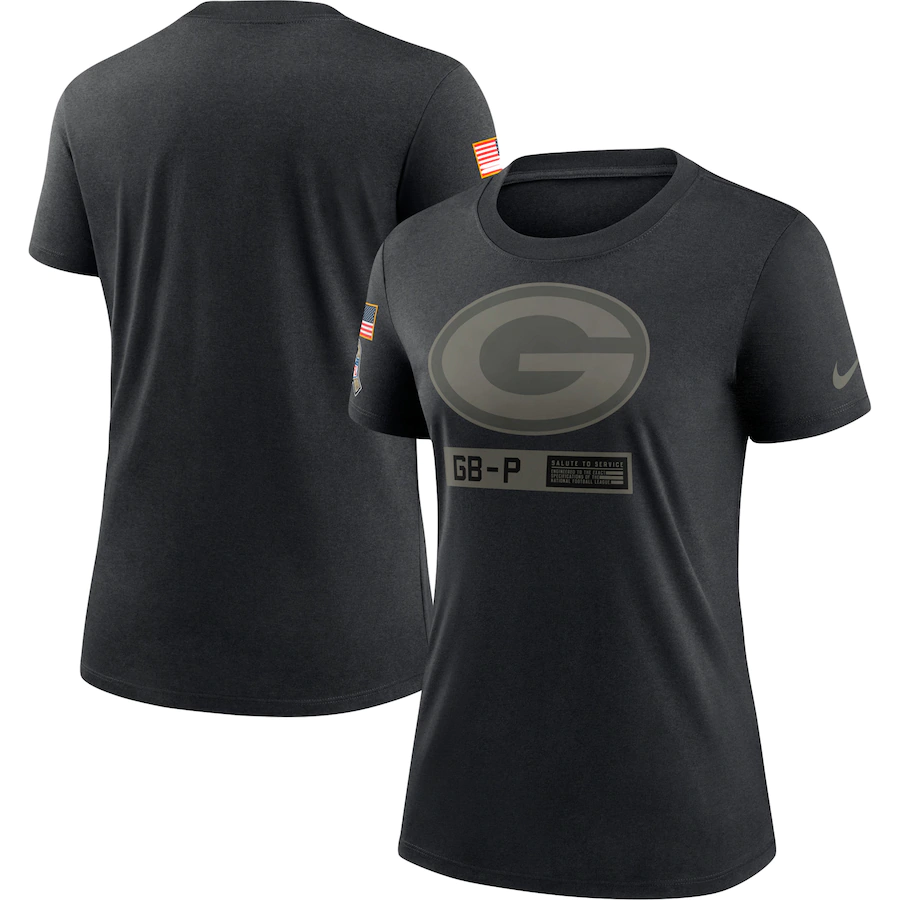Women's Green Bay Packers 2020 Black Salute To Service Performance T-Shirt (Run Small)